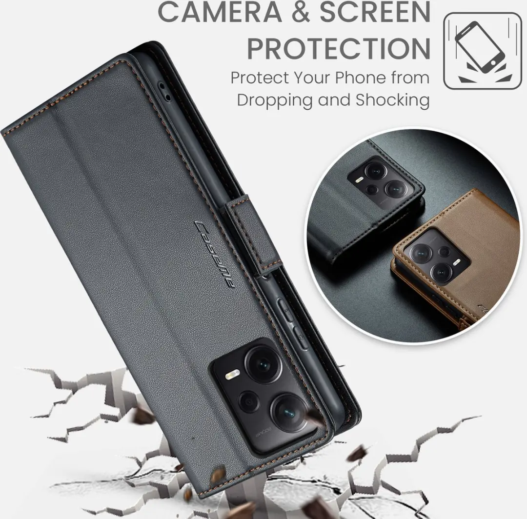 Caseme Wallet Case RFID Magneetsluiting Redmi Note 12 Pro+ - Zwart