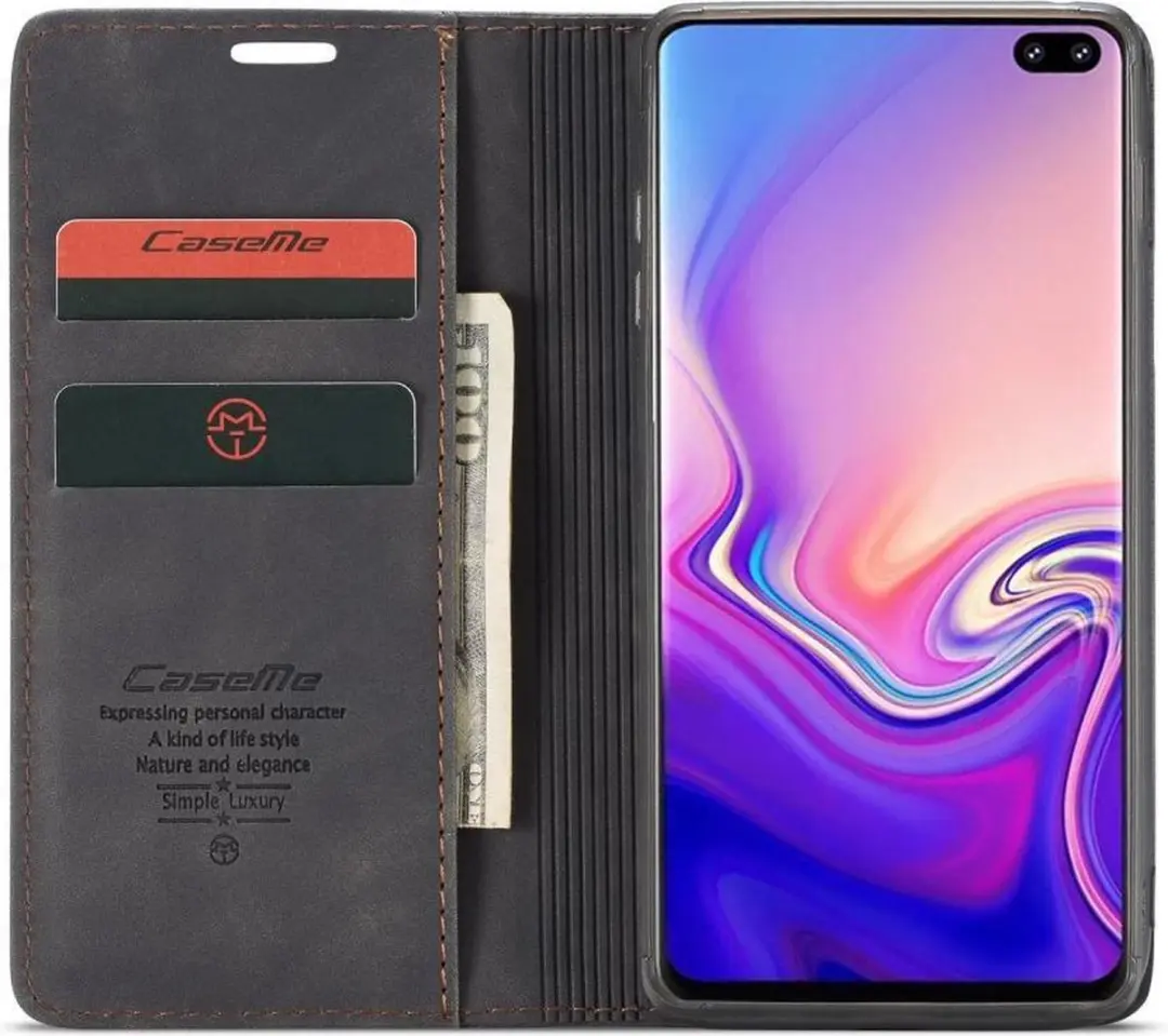 Caseme Book Case Samsung Galaxy S10+ - 2 Pasjes - Zwart