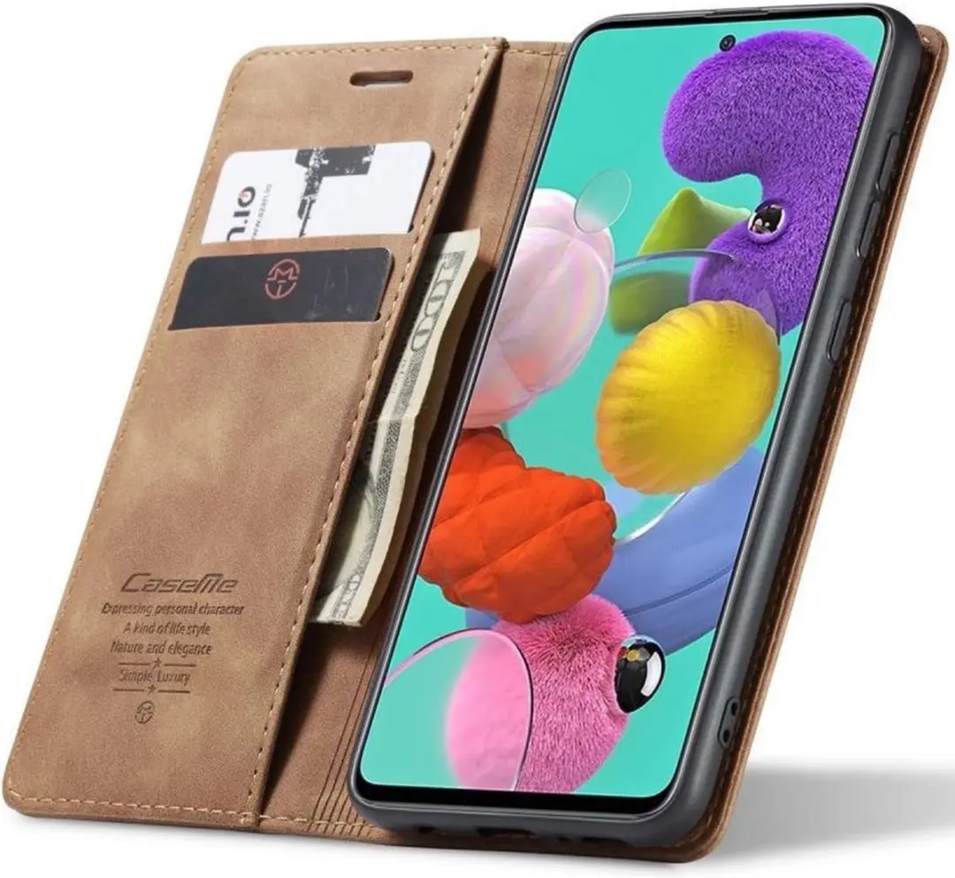 Caseme Book Case A515-19 (C01) Hoesje - 2 Pasjes - Licht bruin