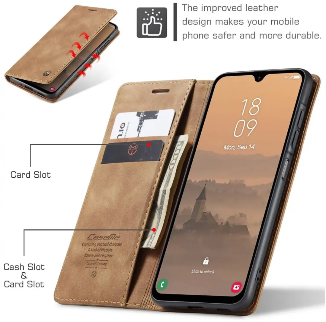 Caseme 013 Hoesje Samsung Galaxy A17 - Book Case Bruin - afbeelding 6 van 6