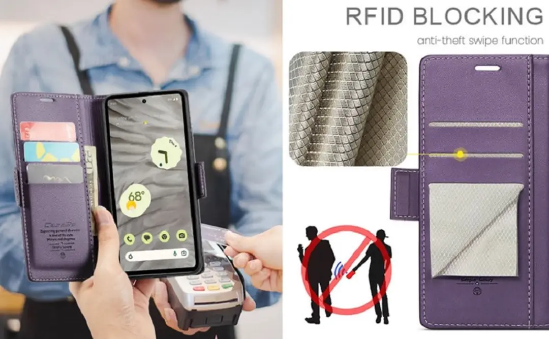 Caseme Wallet Case Paars - Google Pixel 7a - RFID & Magneetsluiting - afbeelding 6 van 6
