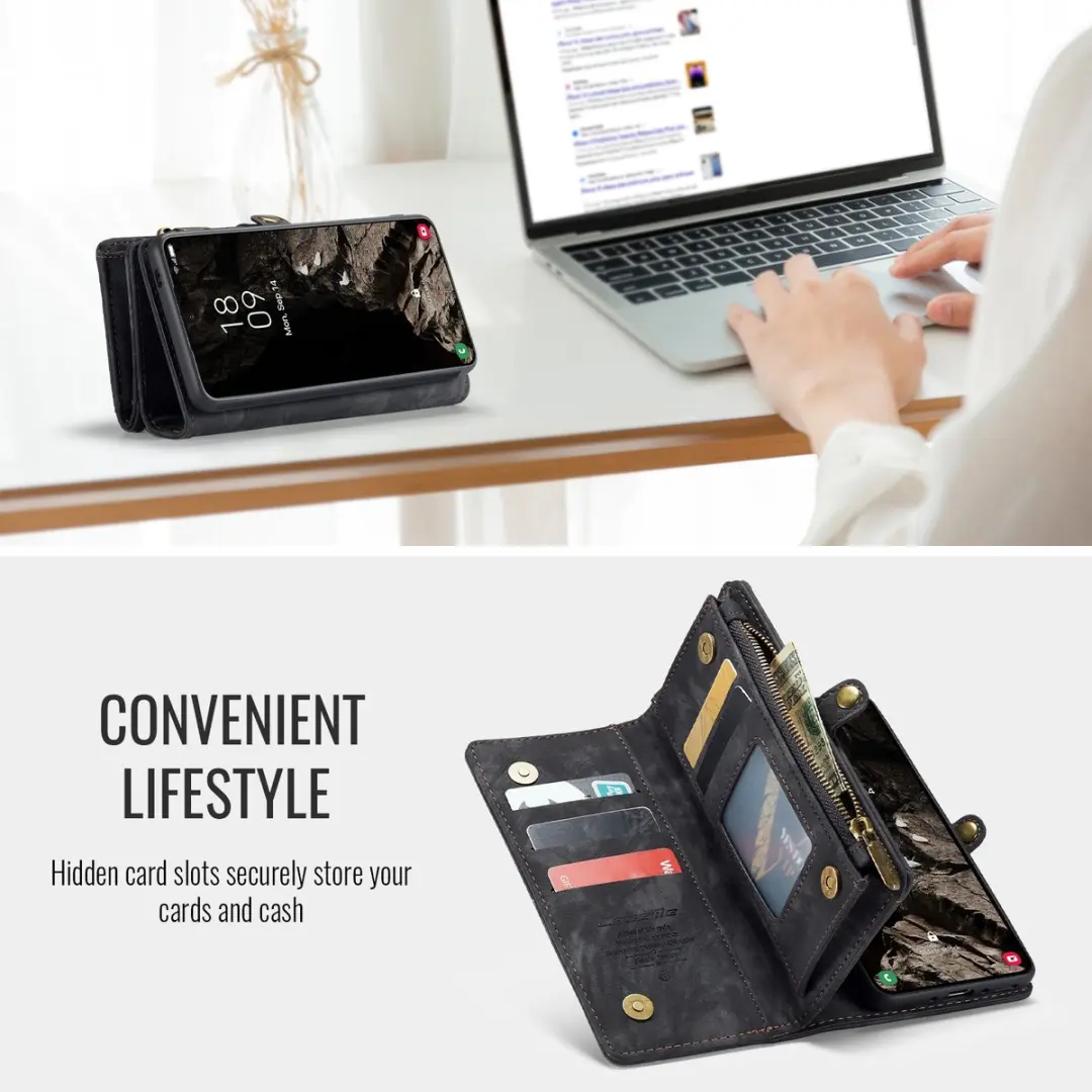 Caseme 008 Hoesje Samsung Galaxy A37 - 2-in-1 Book Case & Portemonnee - 8 Pasjes - Zwart