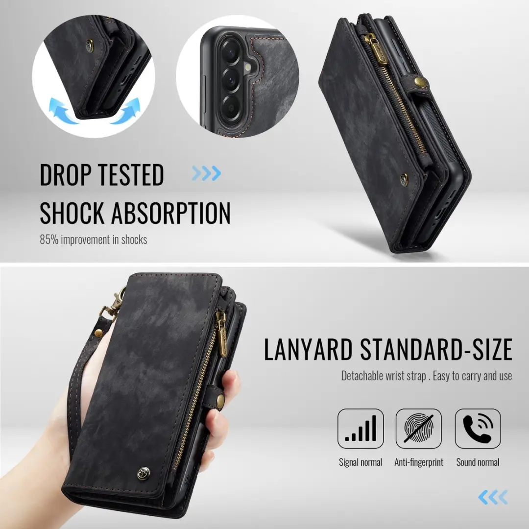 Caseme 008 Hoesje Samsung Galaxy A37 - 2-in-1 Book Case & Portemonnee - 8 Pasjes - Zwart