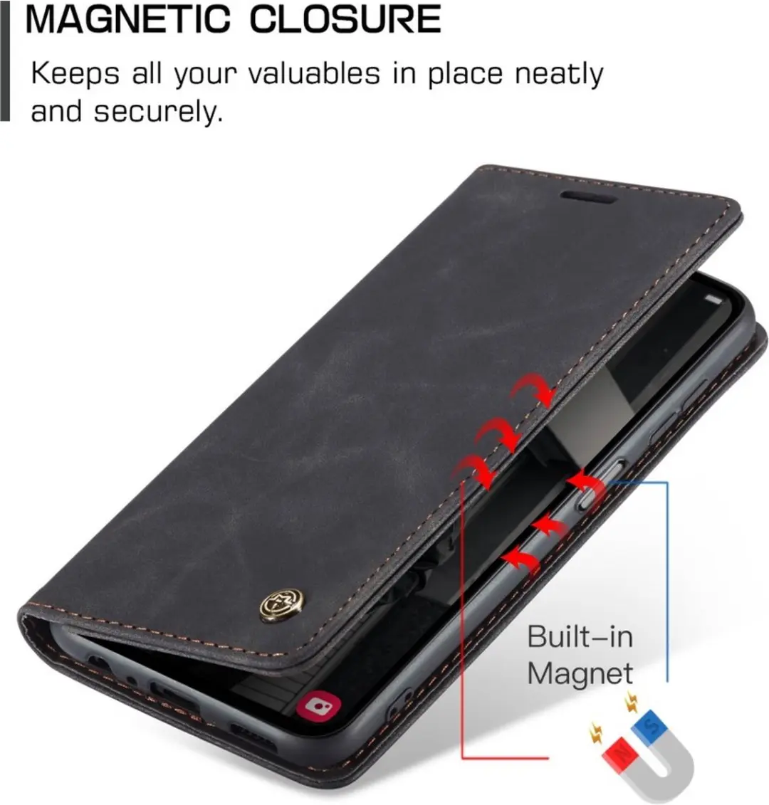 Caseme 013 Book Case Hoesje Samsung Galaxy A15 - 2 Pasjes - Zwart