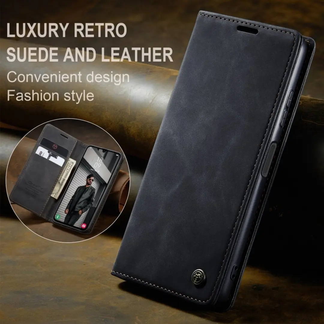 Caseme 013 Book Case Hoesje Samsung Galaxy A15 - 2 Pasjes - Zwart