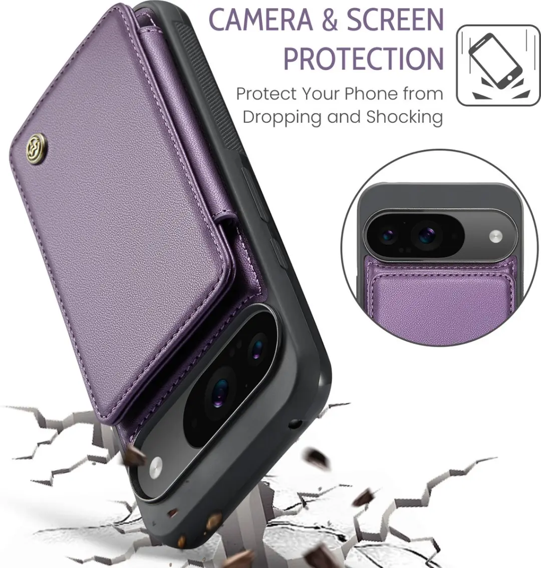 Caseme Portemonnee Backcover Pixel 9/10 - Anti-RFID - 4 Pasjes - Paars - afbeelding 6 van 6