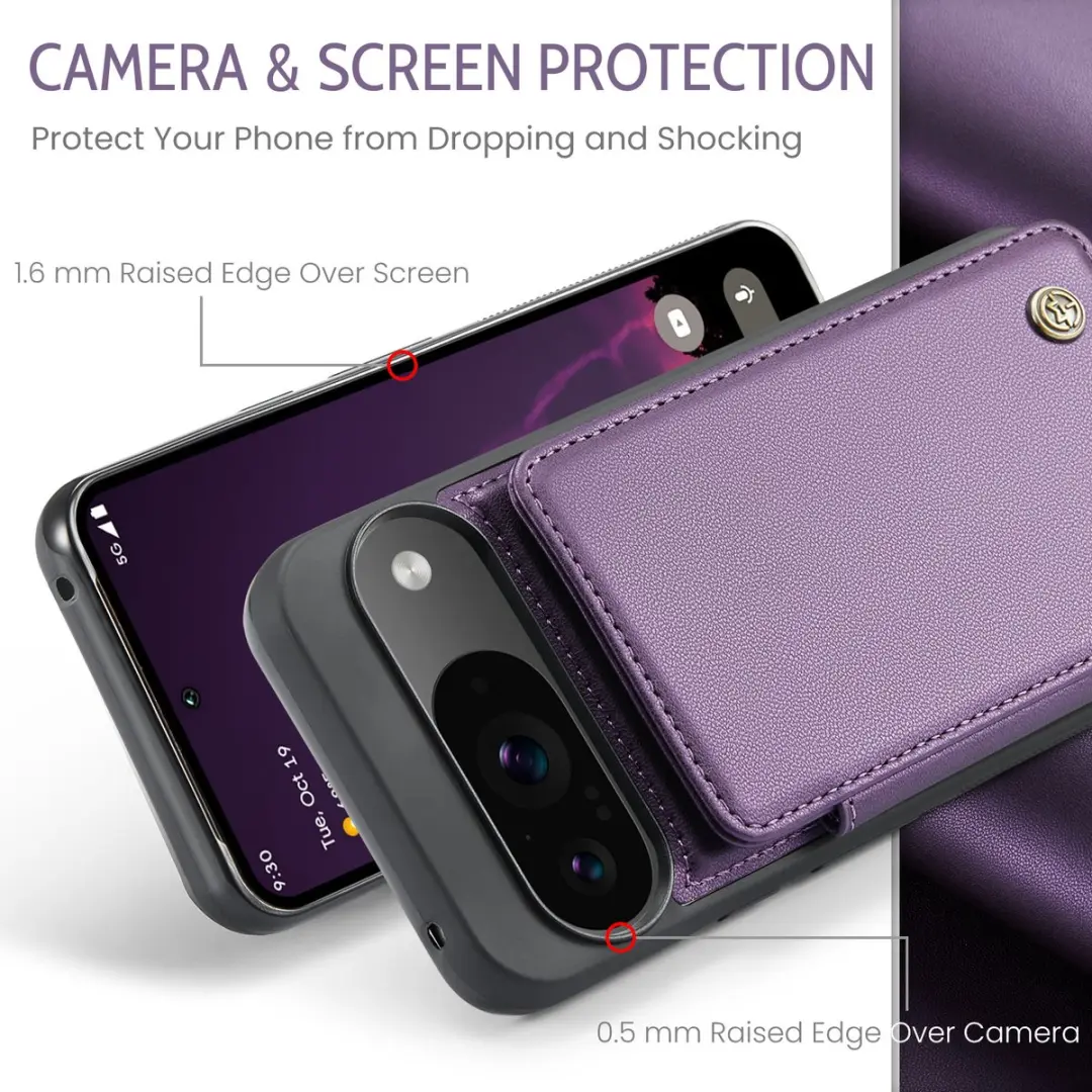 Caseme Portemonnee Backcover Pixel 9/10 - Anti-RFID - 4 Pasjes - Paars
