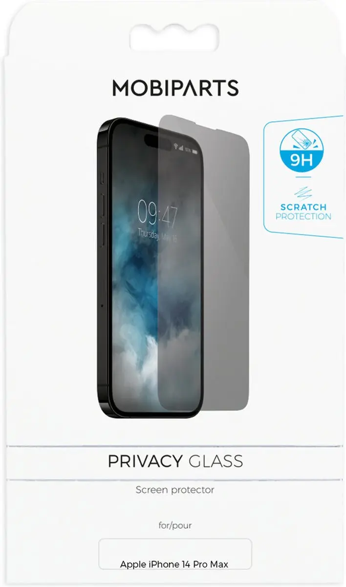 Mobiparts Privacy Screenprotector iPhone 14 Pro Max - Gehard Glas - Anti-bacterieel