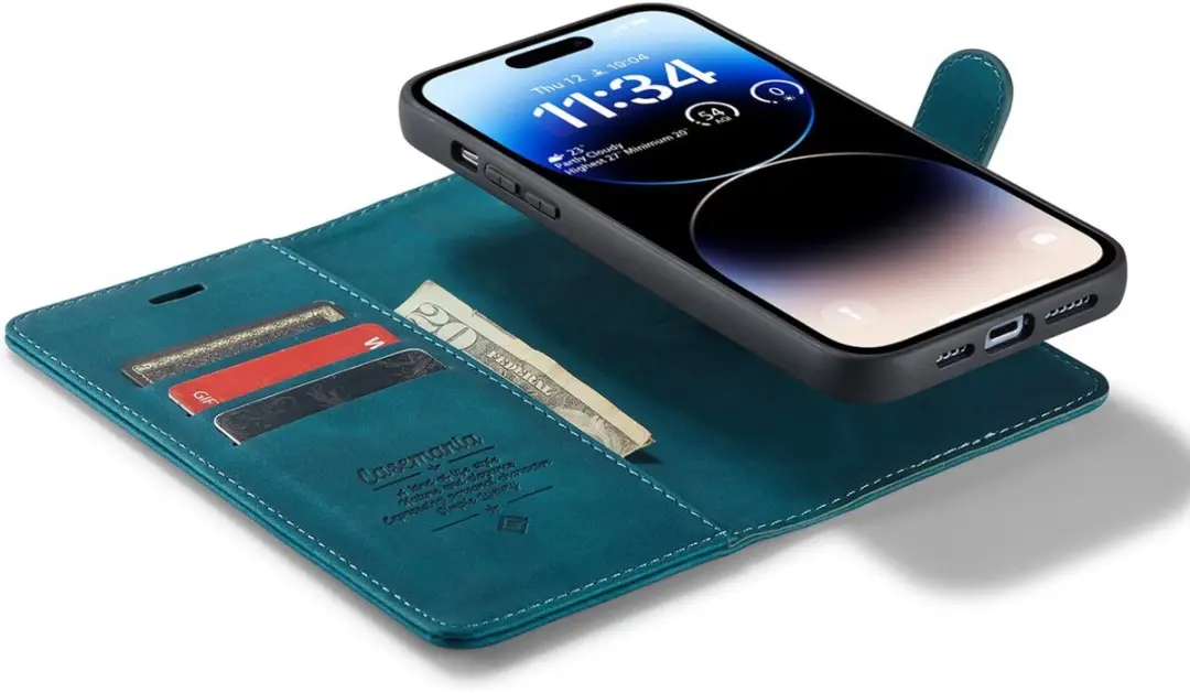 Caseme Bookcase Hoesje iPhone 15 Plus - Groen - Kunstleer - 4 Pasjes