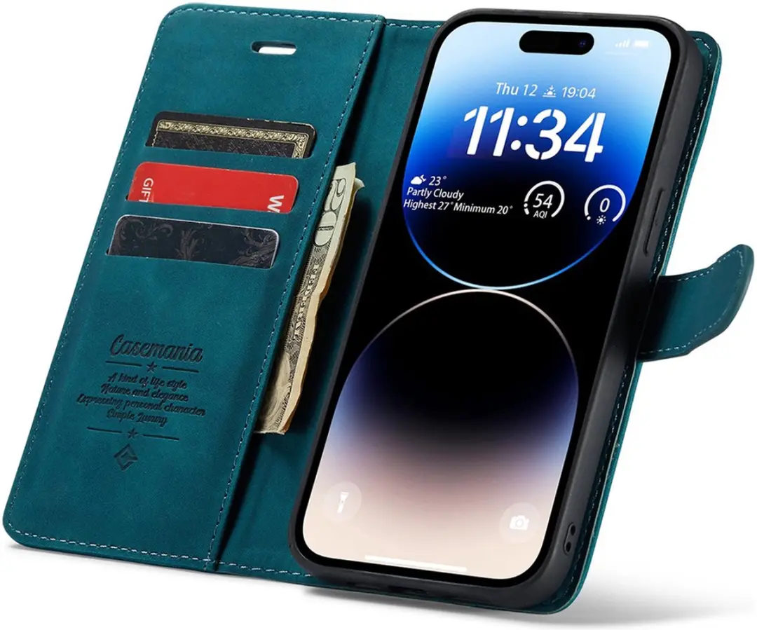 Caseme Bookcase Hoesje iPhone 15 Plus - Groen - Kunstleer - 4 Pasjes - afbeelding 6 van 6