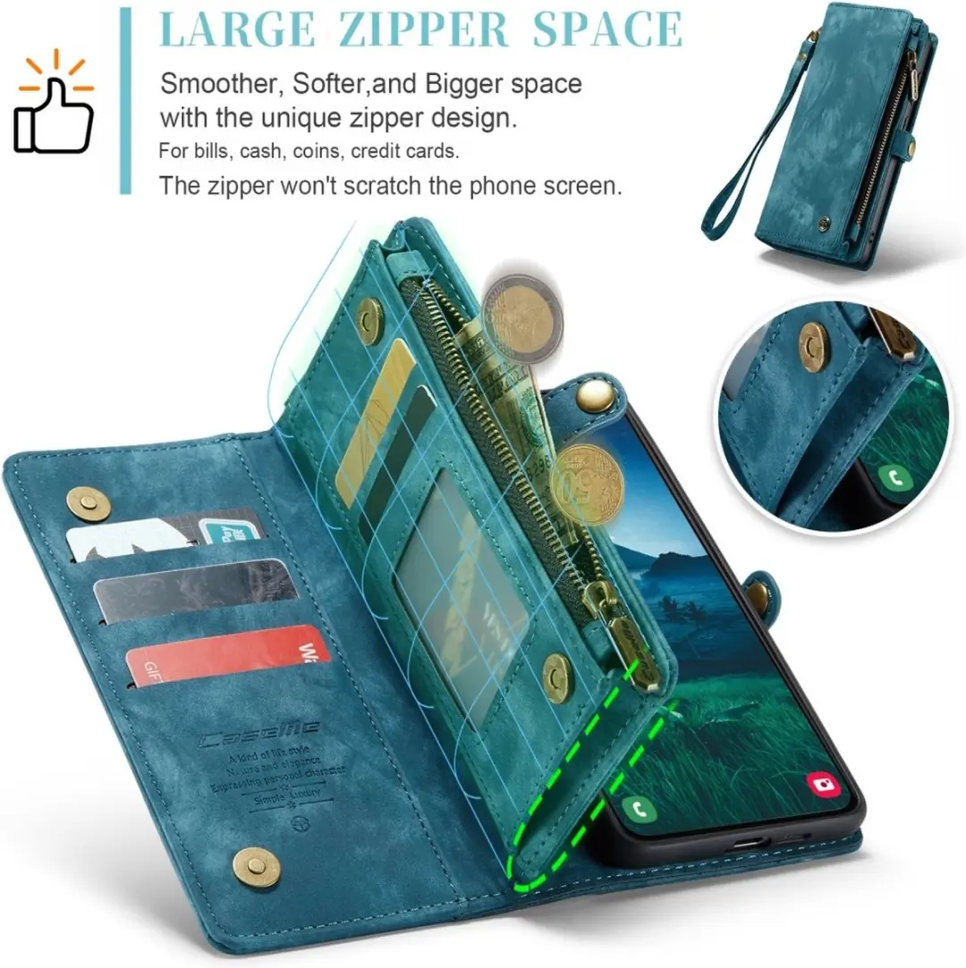 Caseme 008 Hoesje Samsung Galaxy S25 - Blauw - 8 Pasjes - afbeelding 6 van 6