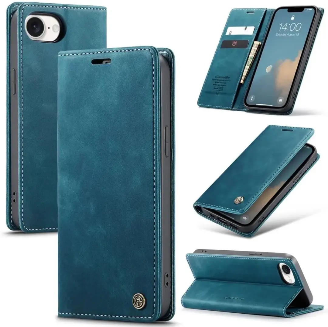 CaseMe 013 Hoesje iPhone 16/17 - Book Case Blauw - 2 Pasjes - afbeelding 6 van 6