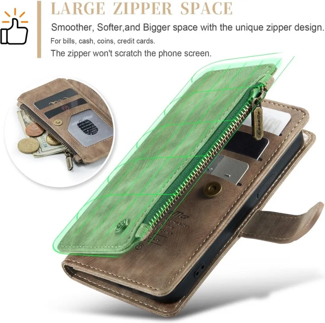 CaseMe C30 Book Case Hoesje iPhone 16 Pro - Bruin - afbeelding 6 van 6
