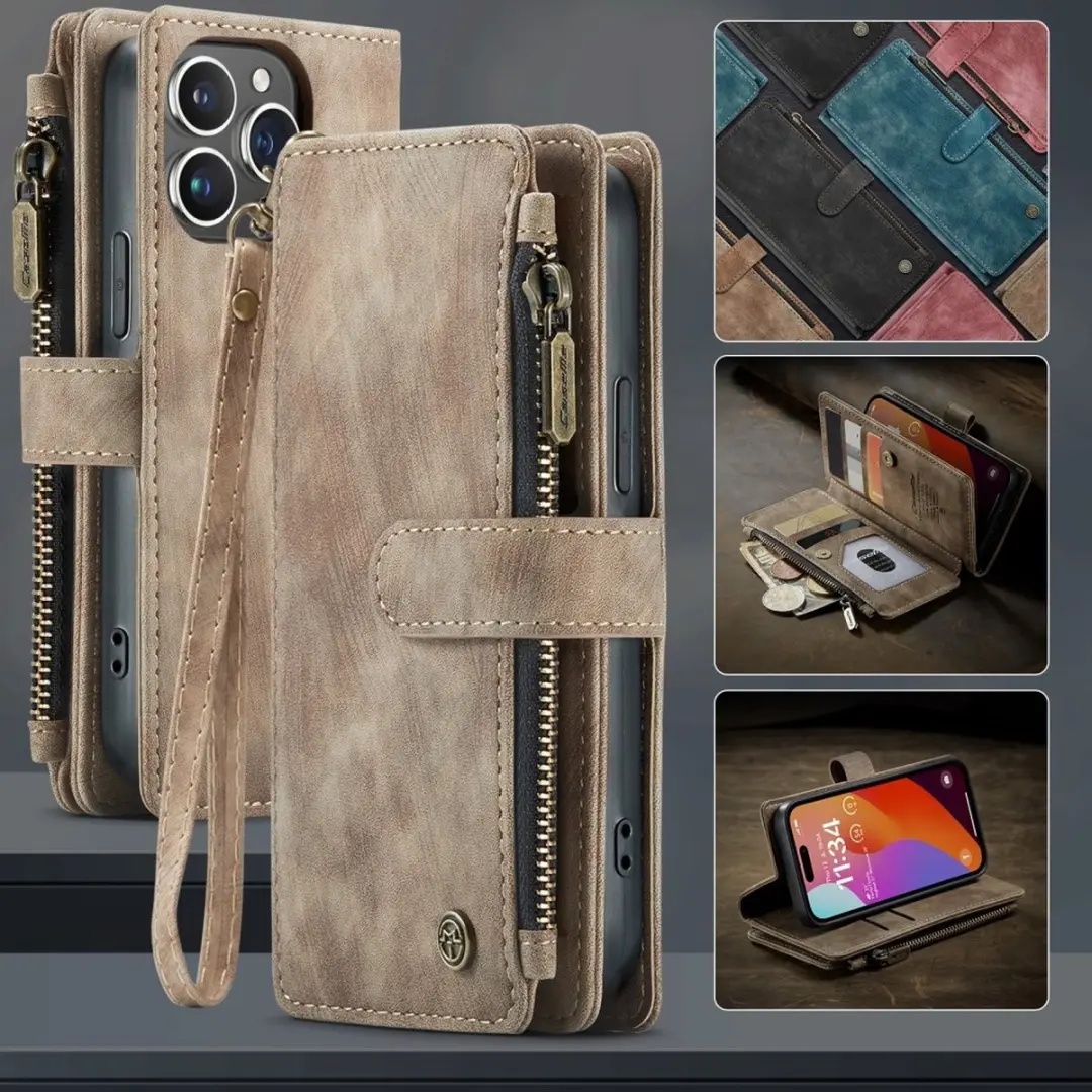 CaseMe C30 Book Case Hoesje iPhone 16 Pro - Bruin