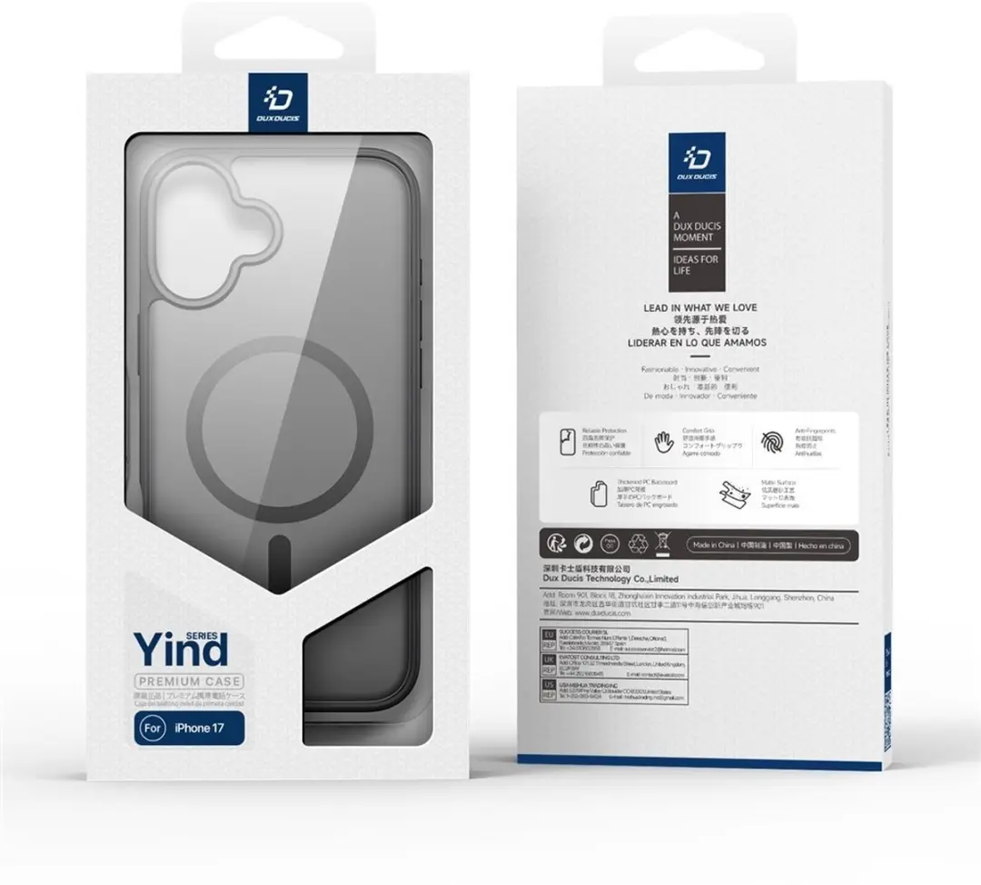 Dux Ducis Yind Series Hoesje iPhone 17 - Mat Transparant - Zwart - MagSafe - afbeelding 6 van 6