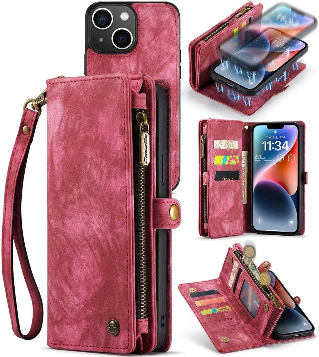 Caseme 008 iPhone 14 Hoesje - Book Case & Portemonnee - 8 Pasjes - Pink