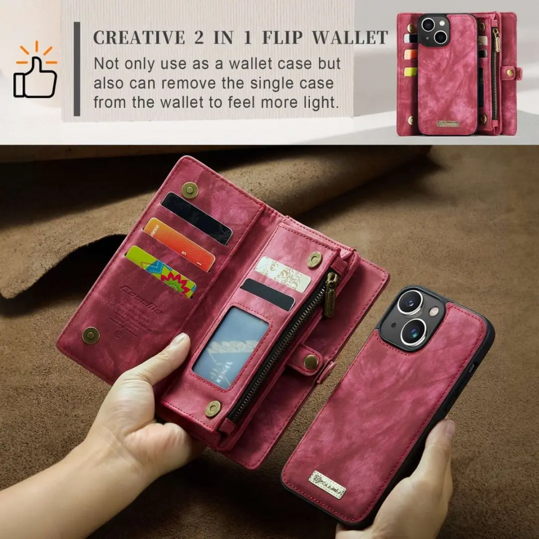 Caseme 008 iPhone 14 Hoesje - Book Case & Portemonnee - 8 Pasjes - Pink