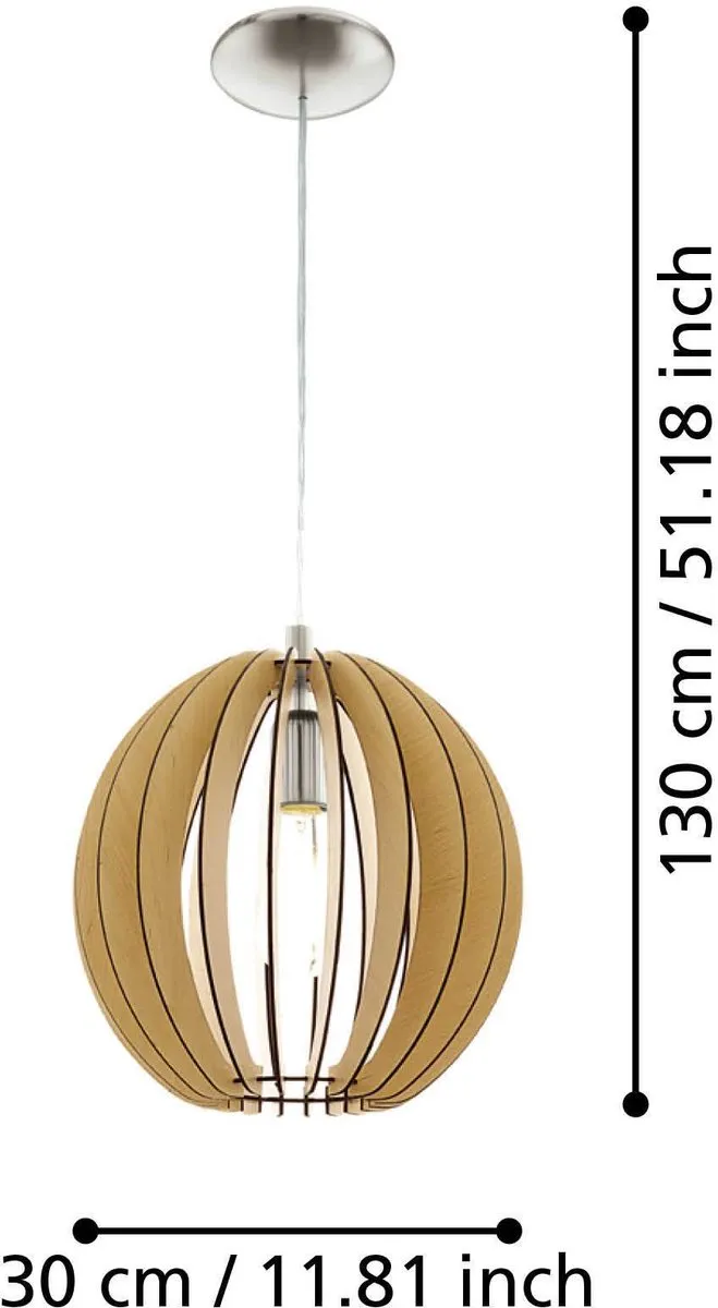 Eglo Cossano Hanglamp 1 Licht Ø300mm - Nikkel-Mat Ahorn