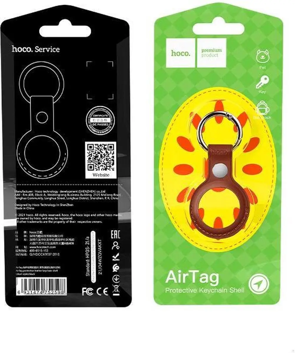 Hoco Premium Lederen Hanger voor Apple AirTag - Bruin