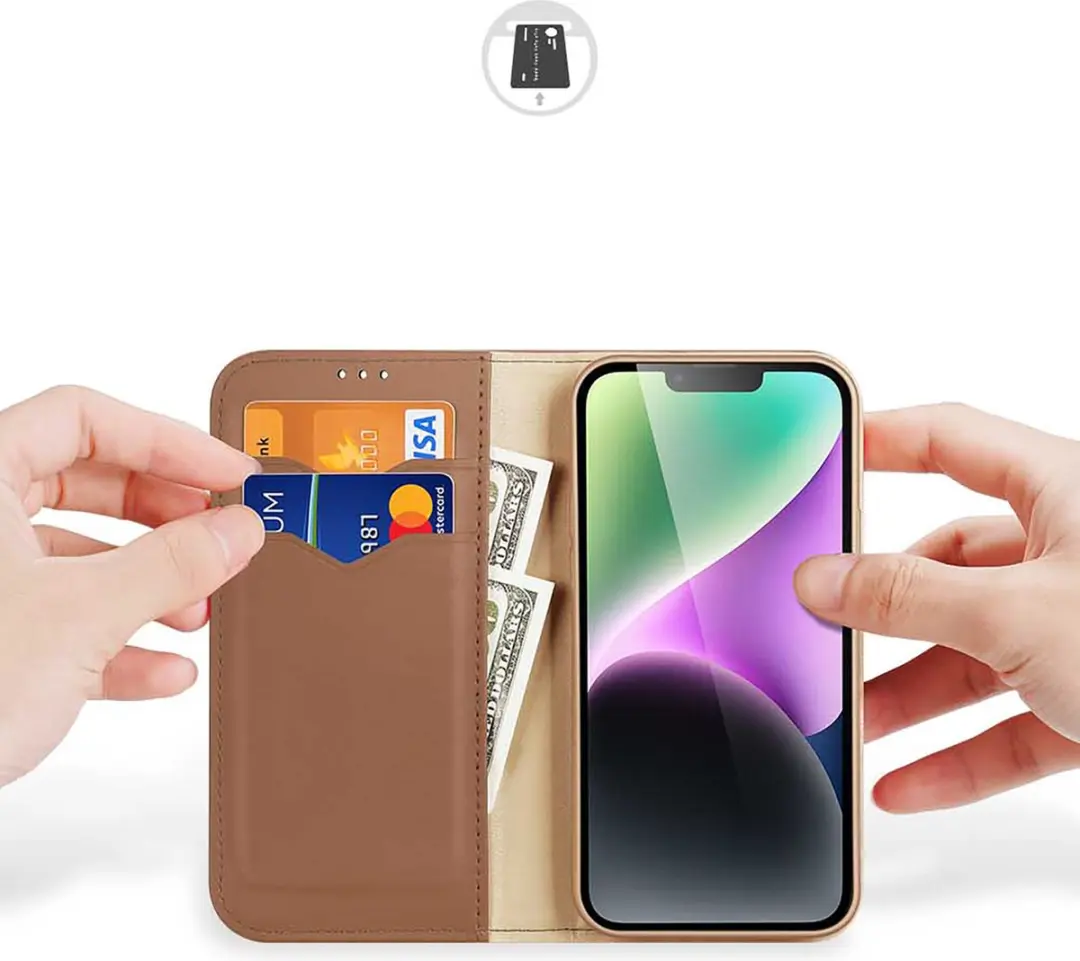 Dux Ducis Hivo Series iPhone 15 Plus Hoesje - 3 Pasjes - Bruin - afbeelding 6 van 6