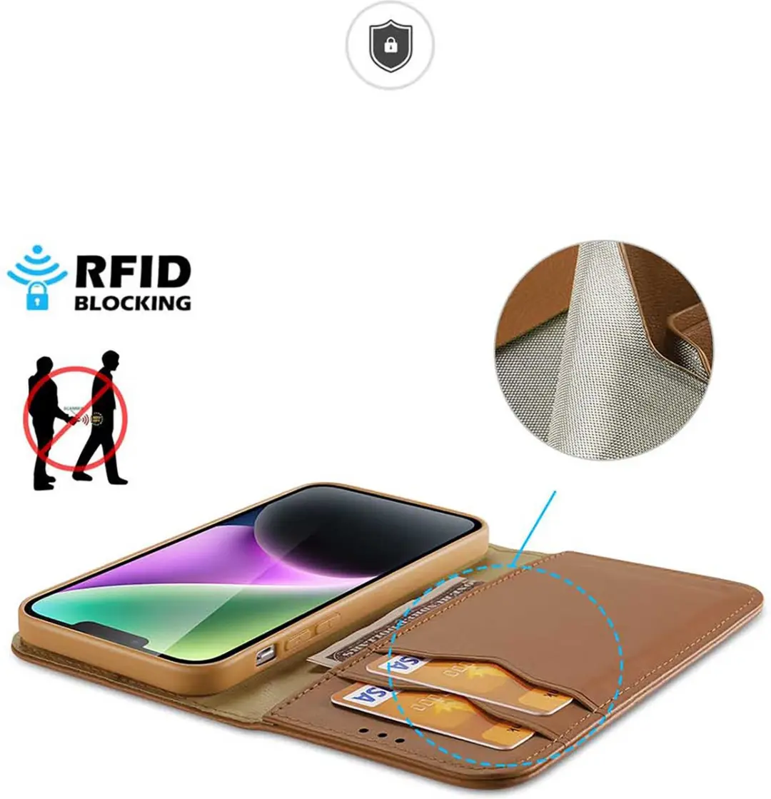 Dux Ducis Hivo Series iPhone 15 Plus Hoesje - 3 Pasjes - Bruin