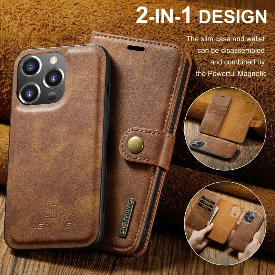 DG.MING iPhone 16 Pro Max Hoesje - Book Case Bruin