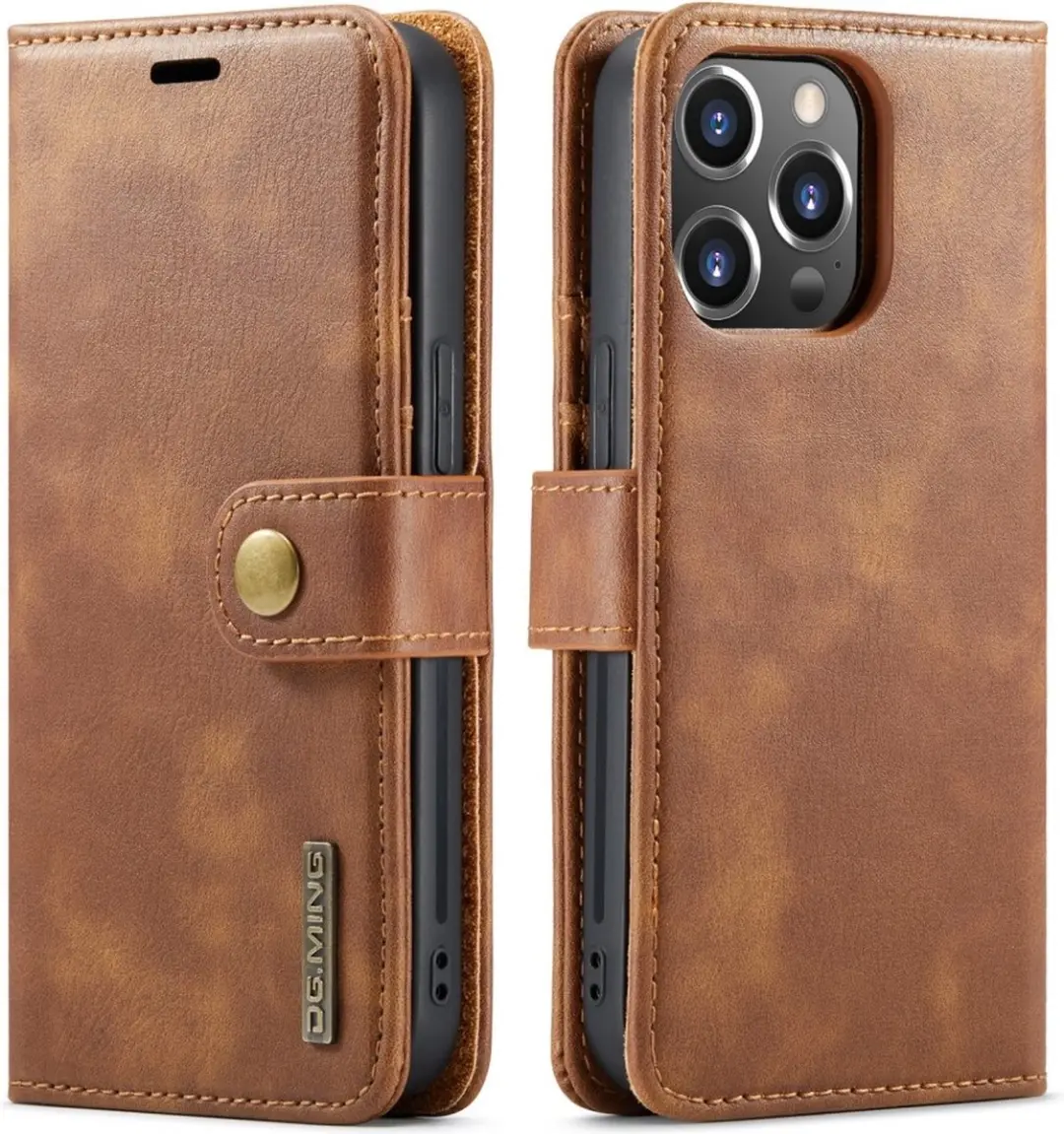 DG.MING iPhone 16 Pro Max Hoesje - Book Case Bruin