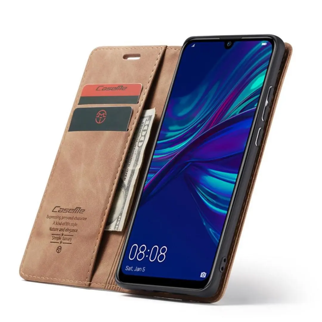 Caseme Book Case Hoesje - Huawei P Smart (2019) - 2 Pasjes - Bruin