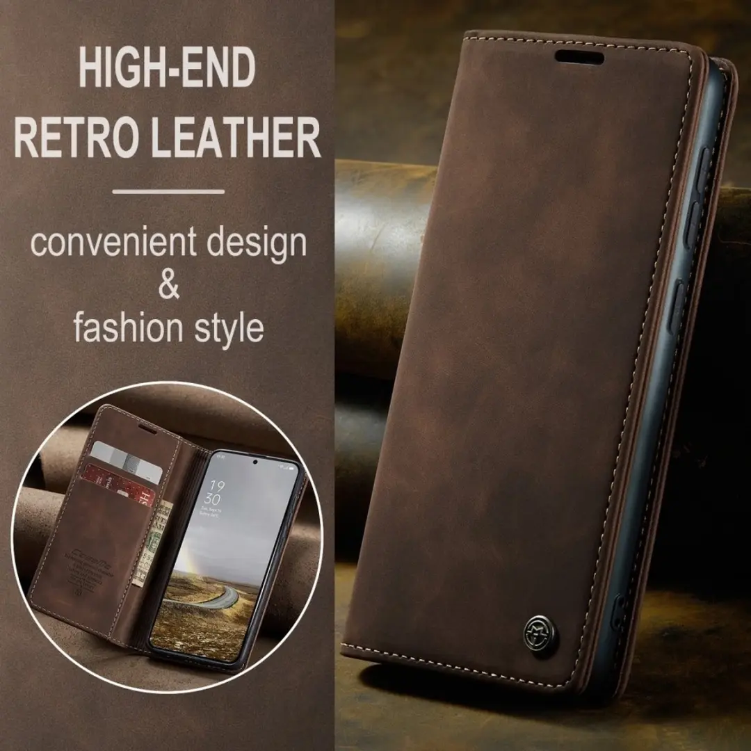 Caseme 013 Book Case OnePlus 13 Hoesje - Donkerbruin