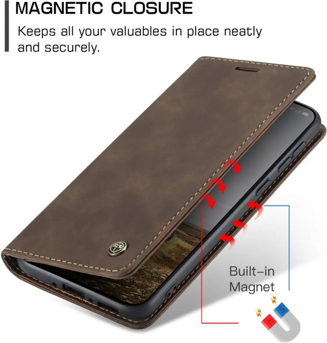 Caseme 013 Book Case OnePlus 13 Hoesje - Donkerbruin