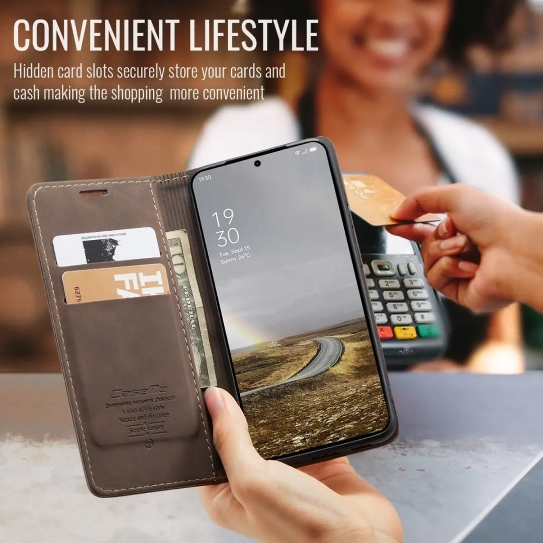 Caseme 013 Book Case OnePlus 13 Hoesje - Donkerbruin