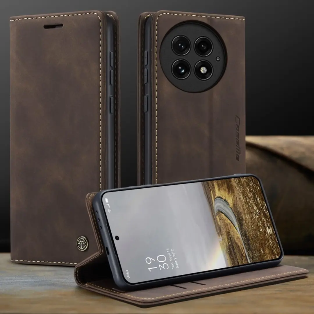 Caseme 013 Book Case OnePlus 13 Hoesje - Donkerbruin