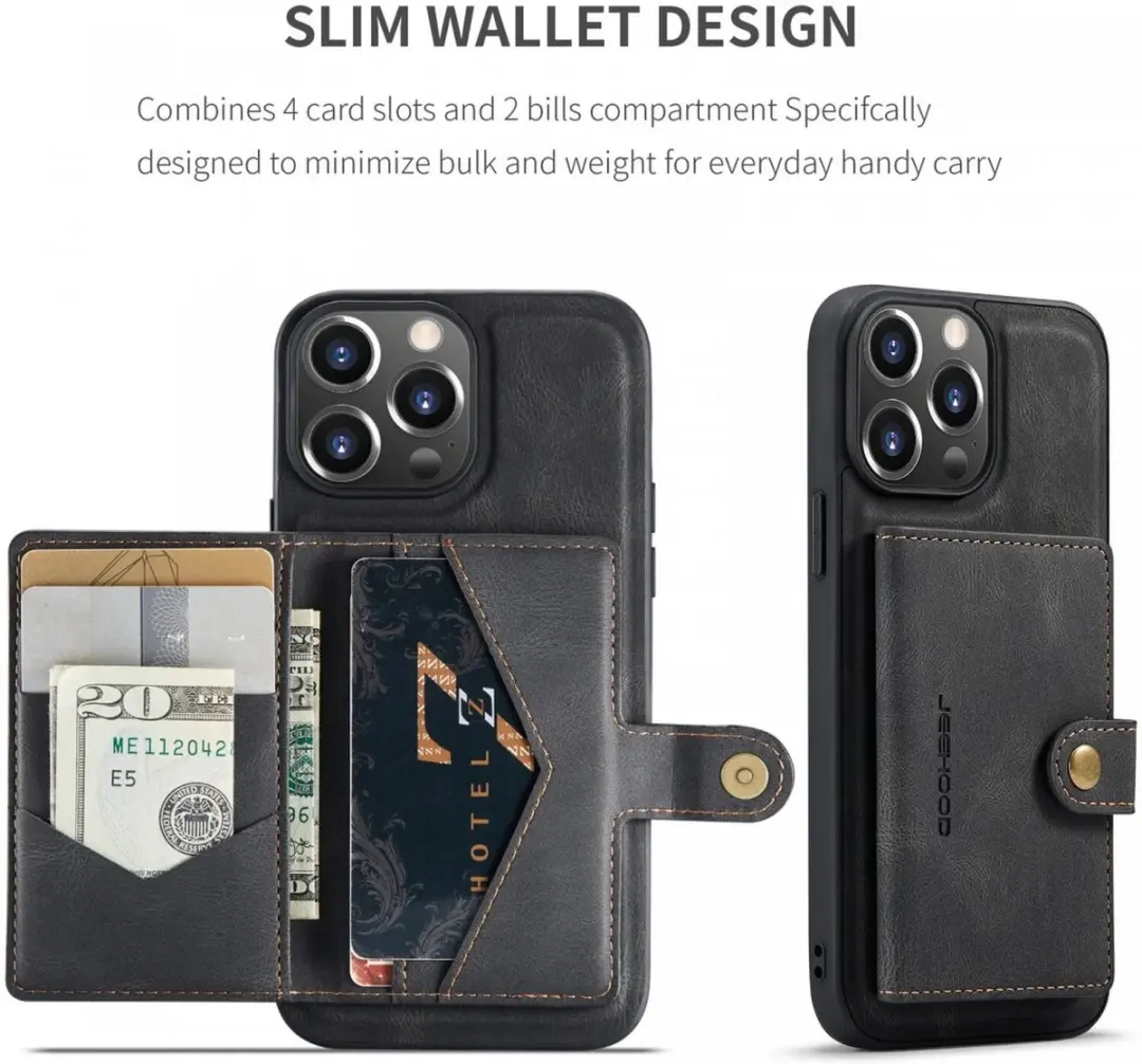 Caseme JH-01 Hoesje iPhone 15 Pro - 4 Pasjes Zwart
