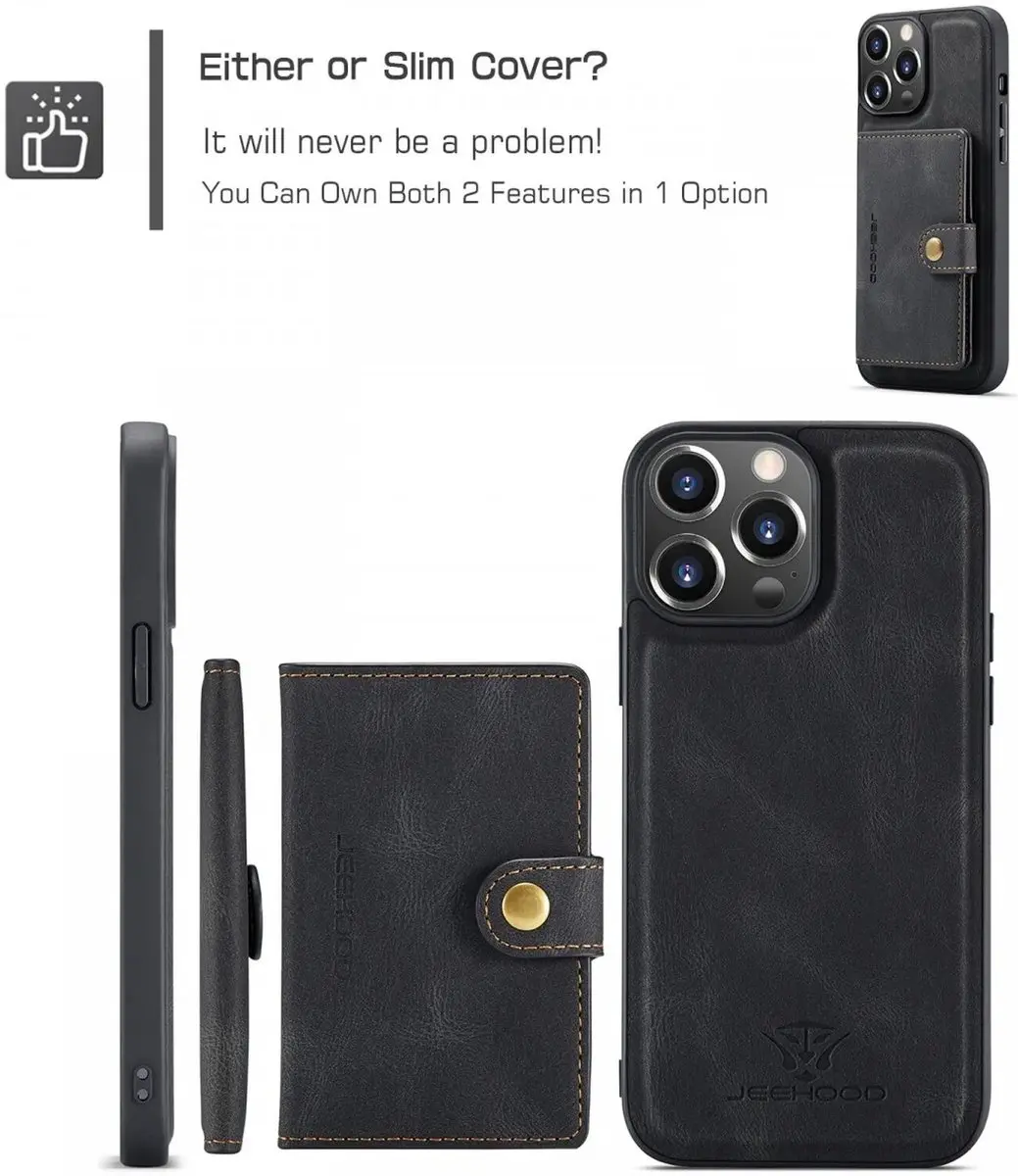 Caseme JH-01 Hoesje iPhone 15 Pro - 4 Pasjes Zwart