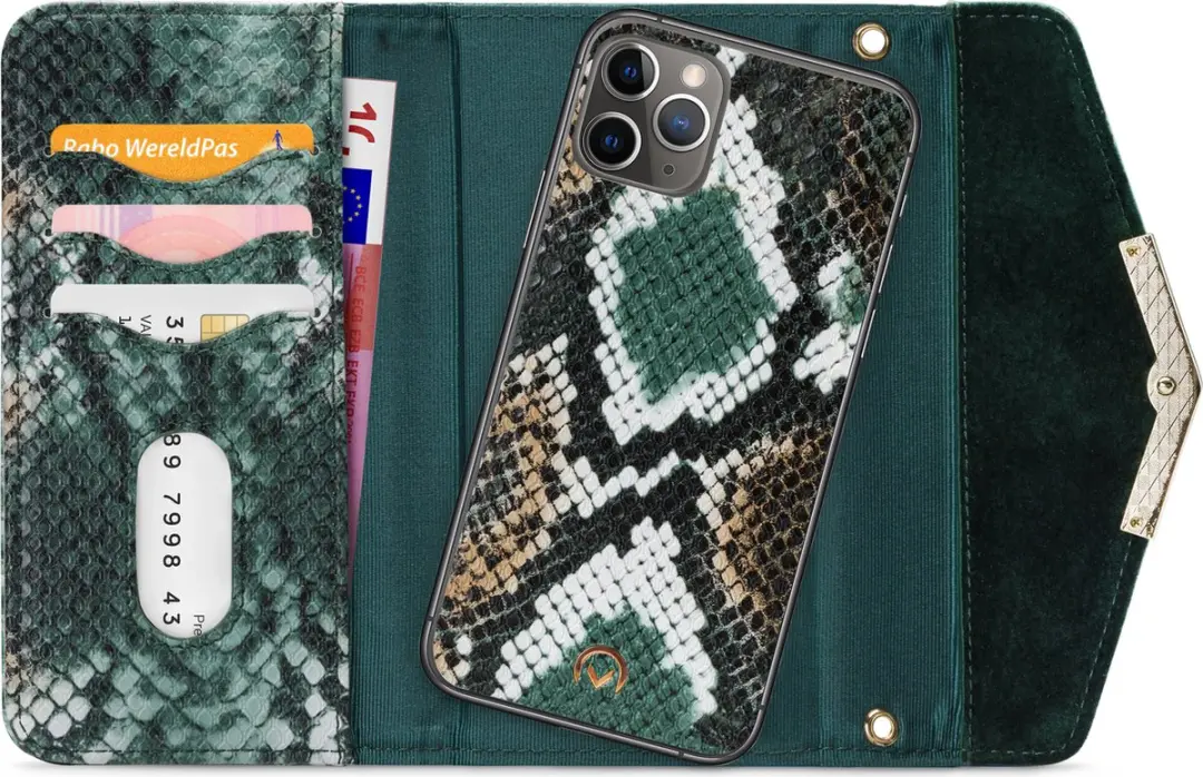Mobilize iPhone 11 Pro Hoesje Velvet Clutch Case - 4 Pasjes - Groen