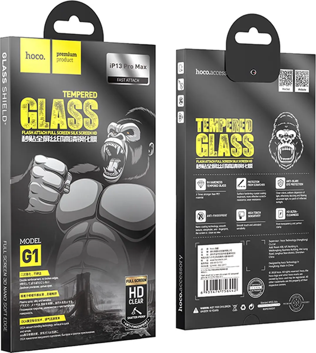 Hoco Screenprotector iPhone 13 Pro Max - Gorilla Glas 6.7" - 1 Stuk