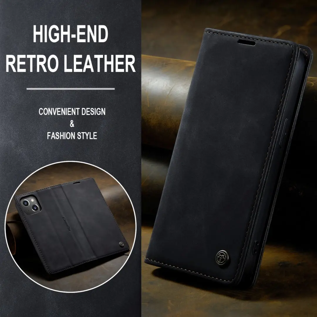 Caseme Retro Wallet Case CSM-39242 - iPhone 15 Plus - 2 Pasjes - Zwart