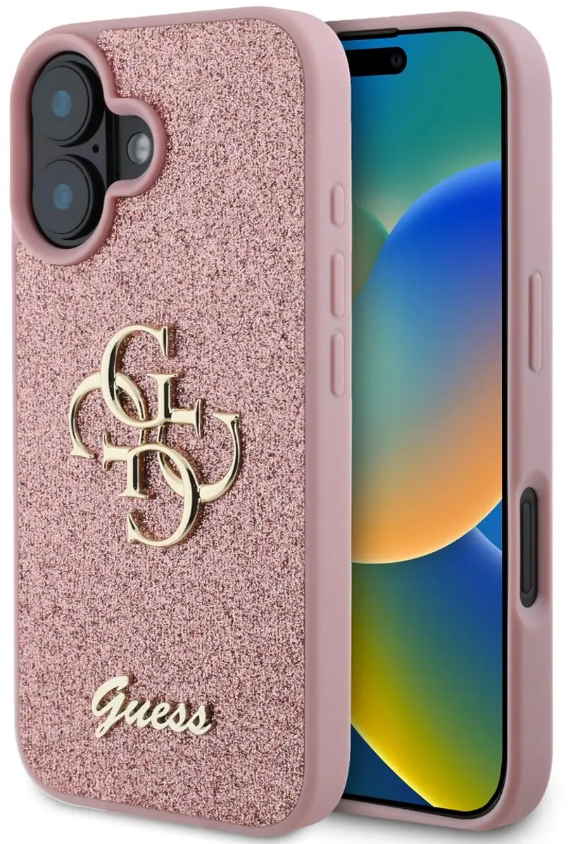 Guess 4G Logo Glitter Back Case GUHCP16SHG4SGP - Roze