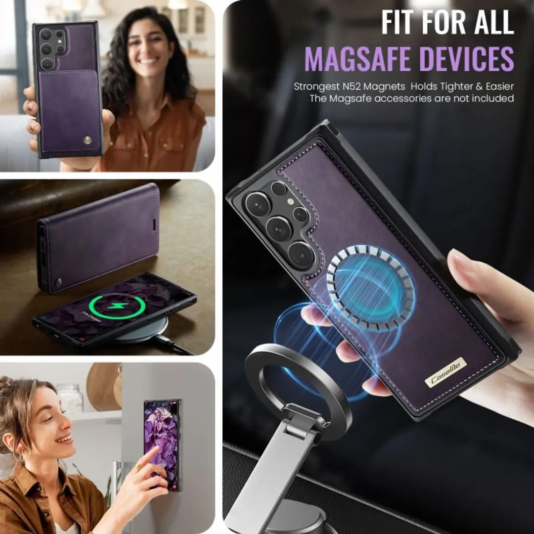 Caseme Luxe 2-in-1 Portemonneehoes Backcover Galaxy S24 Ultra - Paars