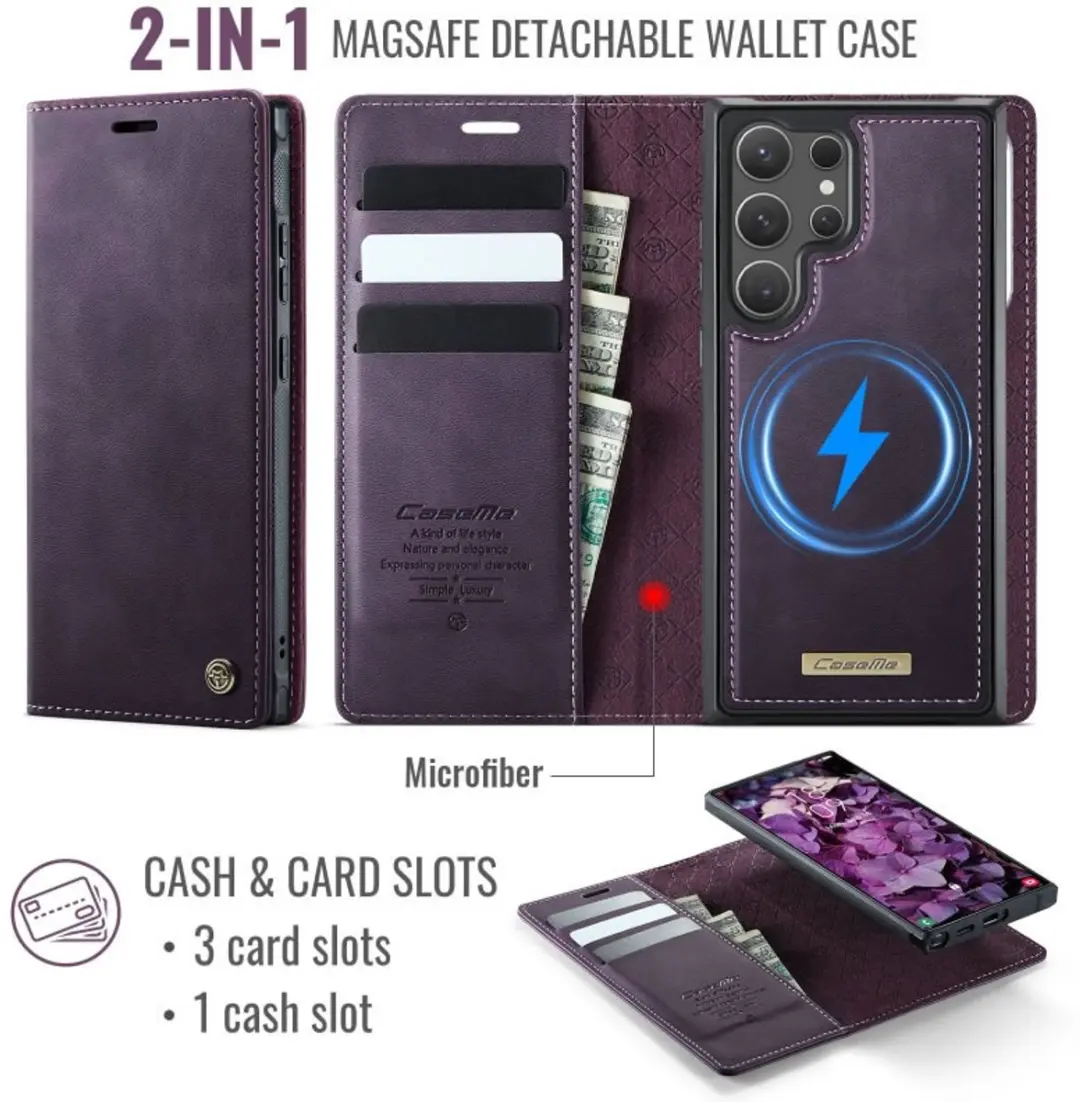 Caseme Luxe 2-in-1 Portemonneehoes Backcover Galaxy S24 Ultra - Paars - afbeelding 6 van 6