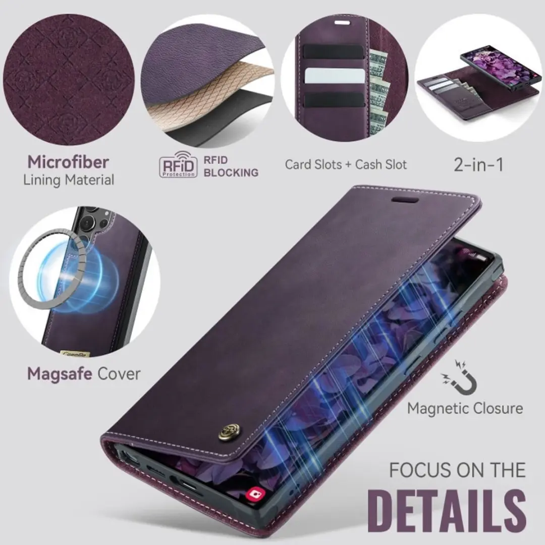 Caseme Luxe 2-in-1 Portemonneehoes Backcover Galaxy S24 Ultra - Paars