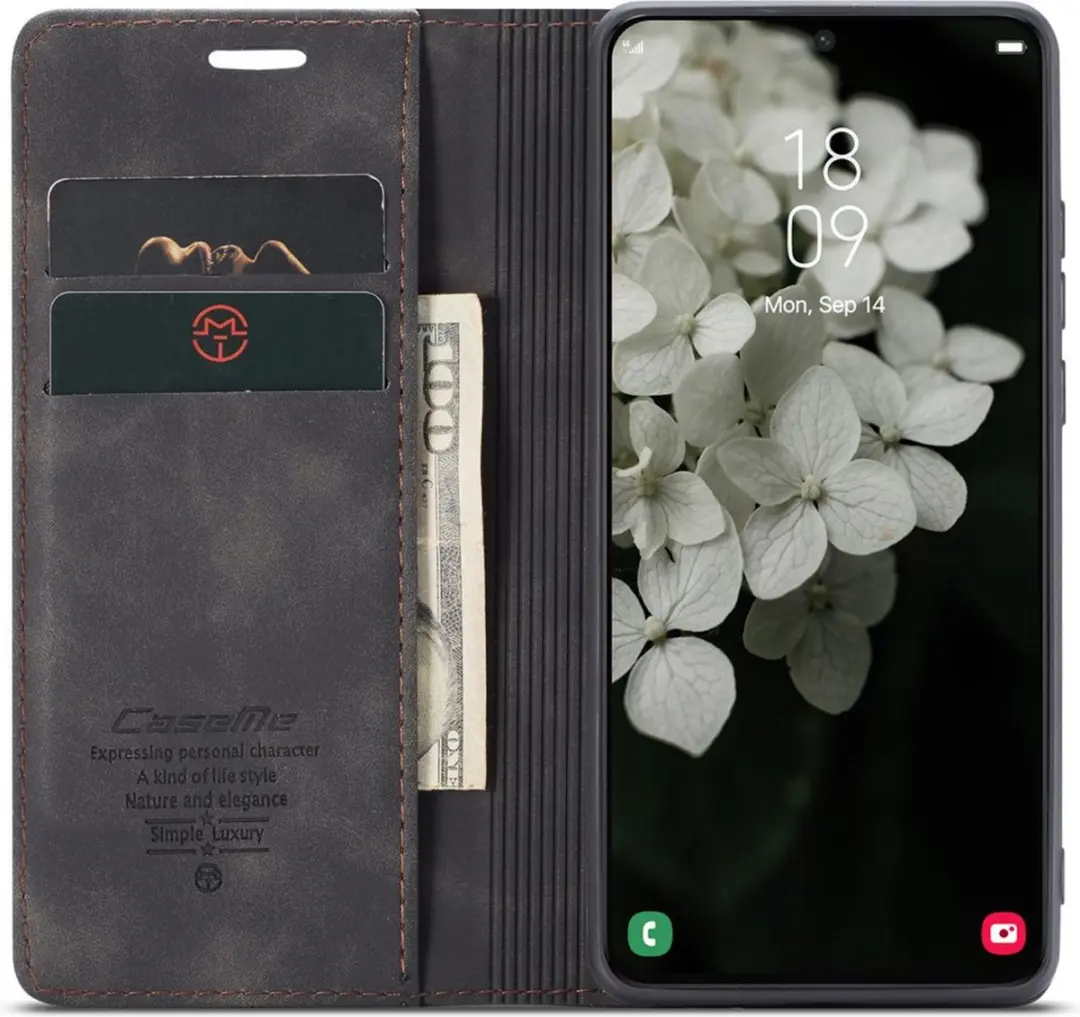 Caseme 013 Book Case Hoesje Samsung Galaxy S22 - Zwart