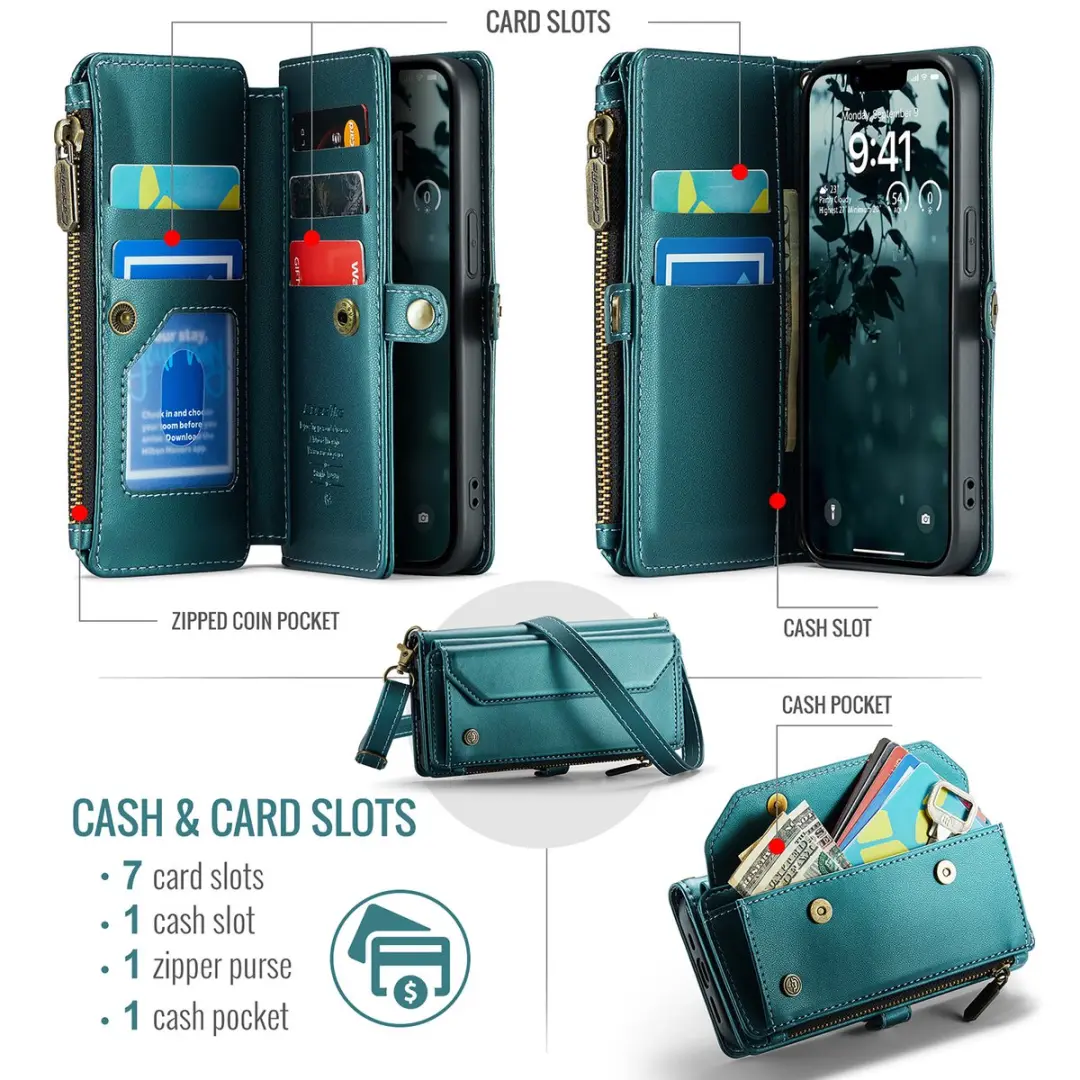Caseme Hoesje iPhone 16e Portemonnee Groen CSM-AI16EG
