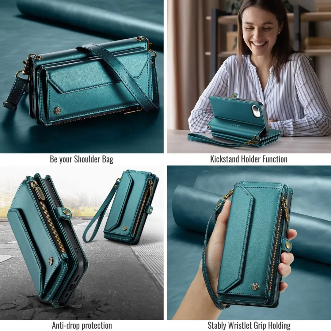 Caseme Hoesje iPhone 16e Portemonnee Groen CSM-AI16EG