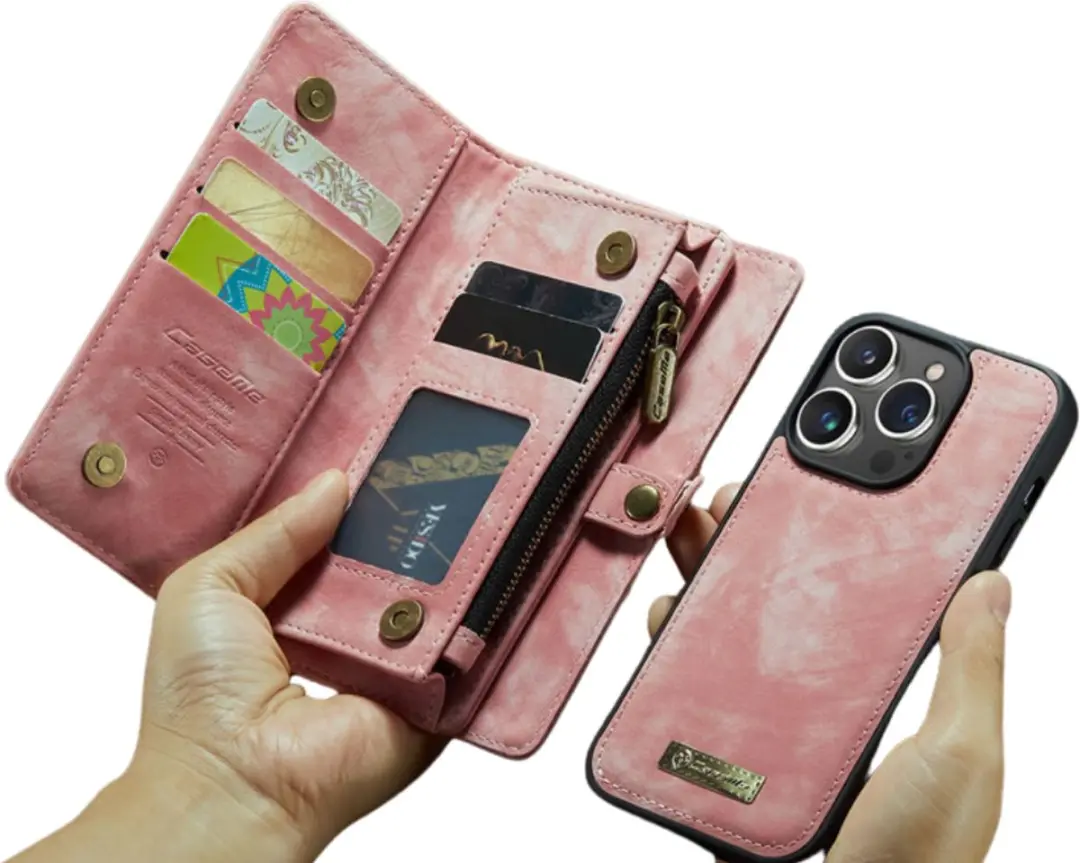 Caseme Telefoonhoesje iPhone 14 Pro Max Roze - 2-in-1 Book Case