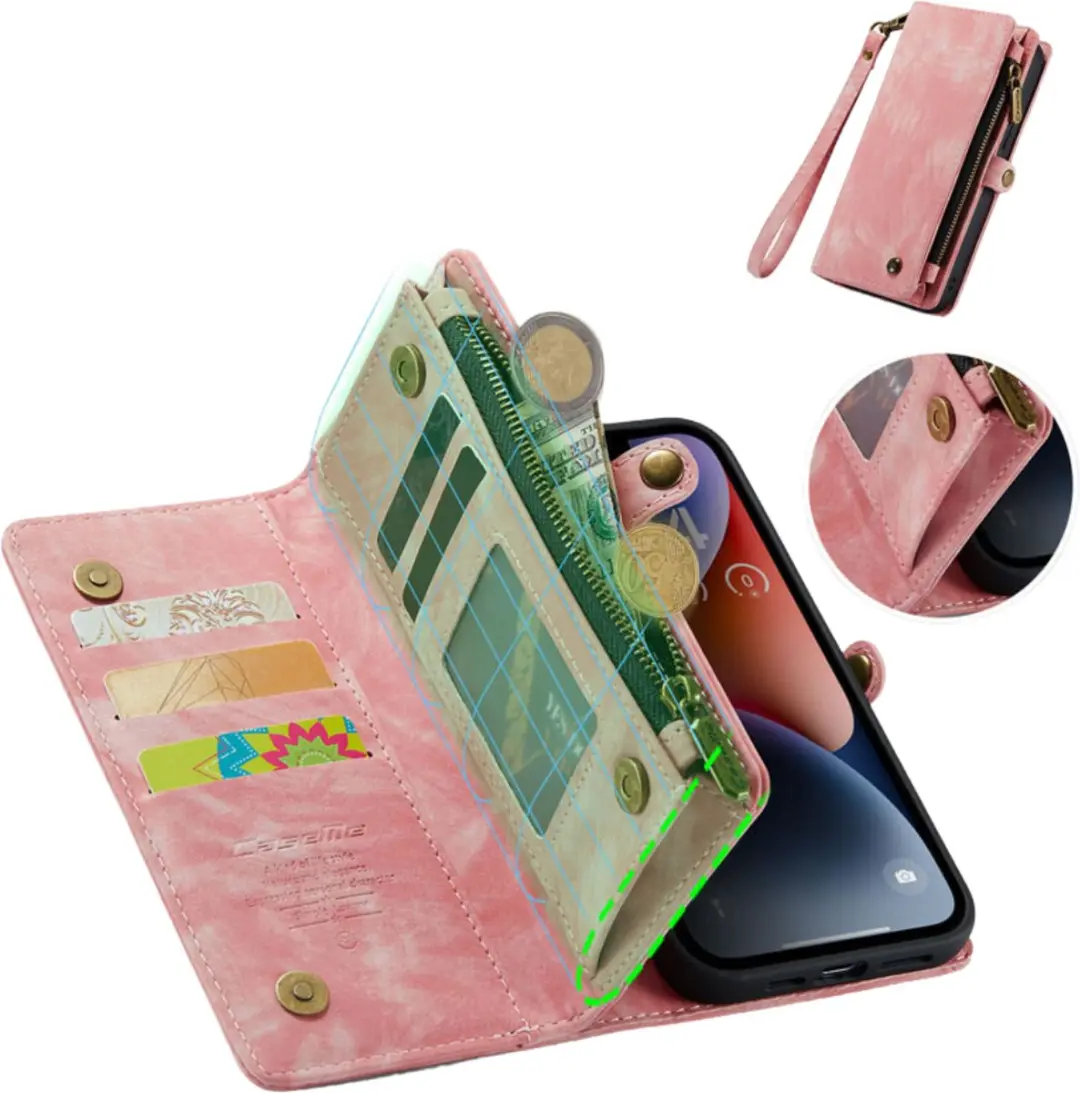 Caseme Telefoonhoesje iPhone 14 Pro Max Roze - 2-in-1 Book Case
