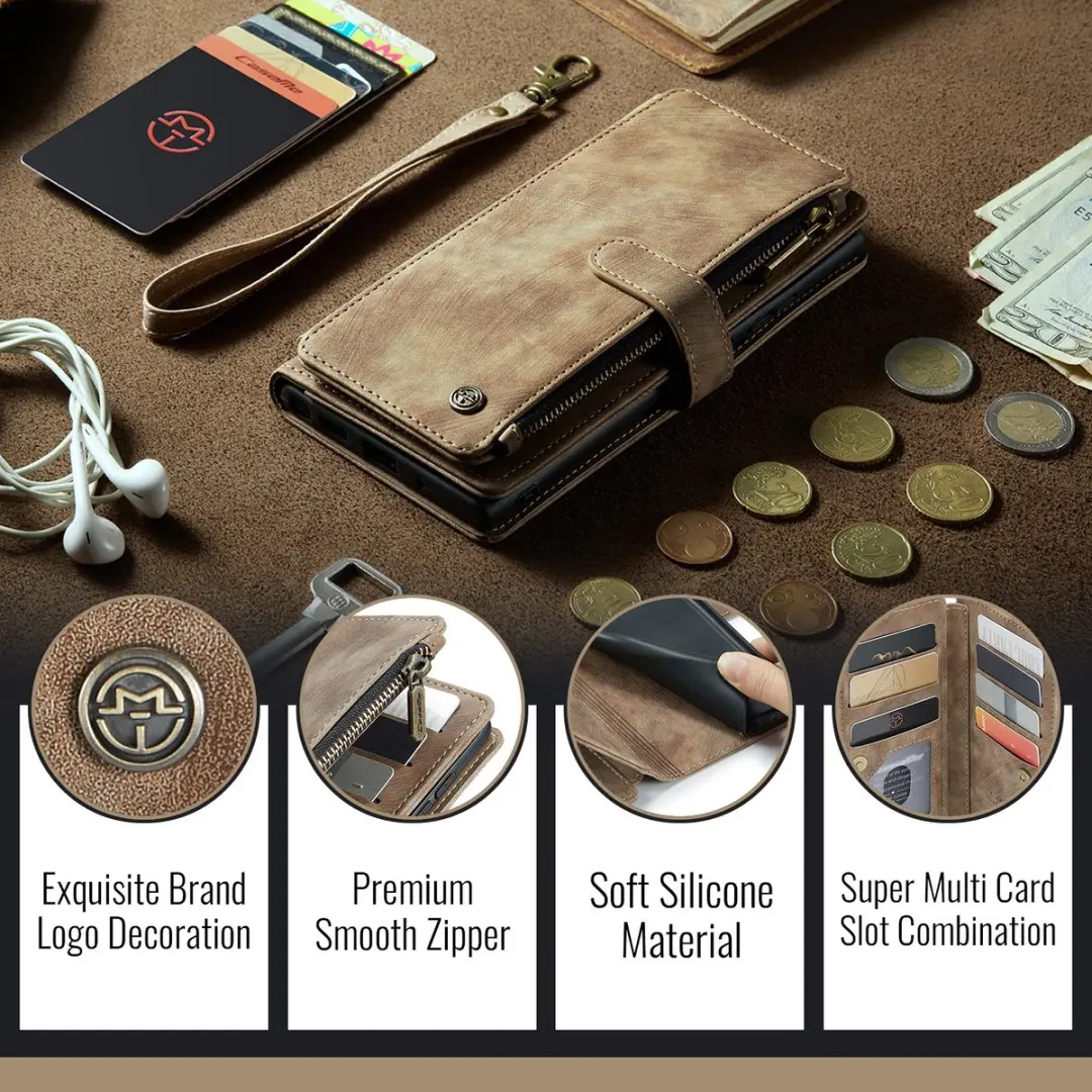 Caseme C30 Book Case Hoesje Samsung Galaxy S26 - 10 Pasjes - Bruin