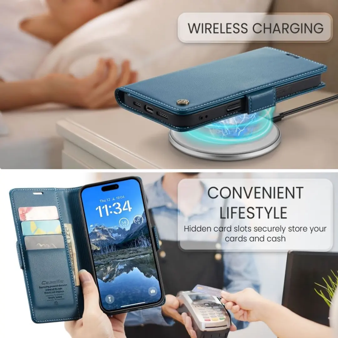 Caseme Wallet Case iPhone Air - RFID Blauw - 3 Pasjes