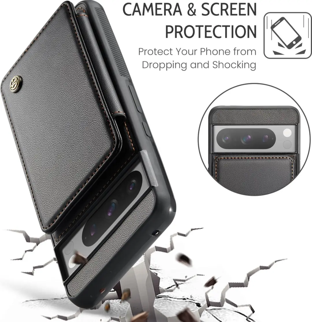 Caseme Portemonnee Backcover Pixel 8 Pro - Anti-RFID - 4 Pasjes - Zwart