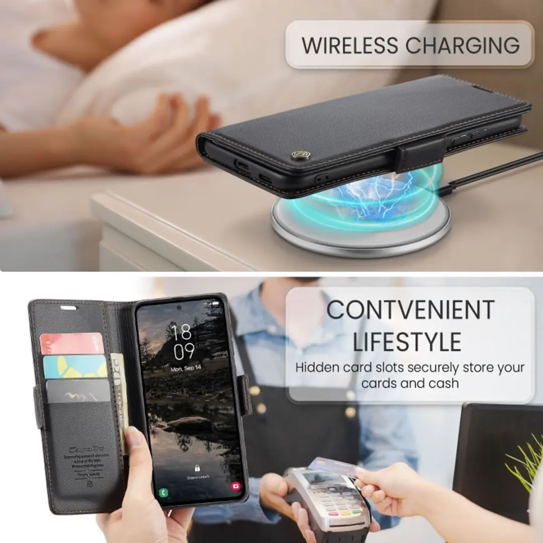 Caseme Wallet Case Galaxy S25 FE - RFID Zwart